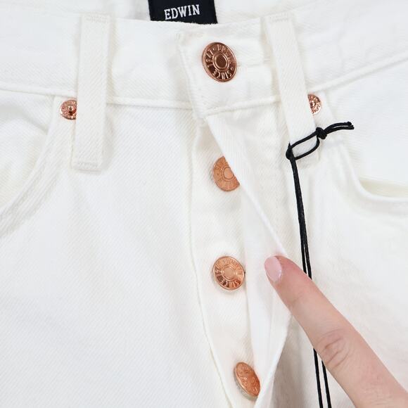 Edwin Hana Classic Straight Crop Button Fly Denim Jean White Noise Size 26 NWT - Picture 3 of 9
